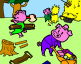 Coloring page Three little pigs 1 painted byn%uFFFDra