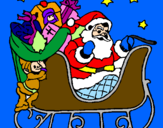 Coloring page Father Christmas in his sleigh painted byjudith