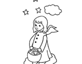 Coloring page Angel with basket painted byyuan