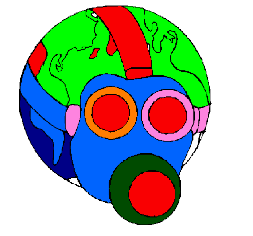 Coloring page Earth with gas mask painted byivan