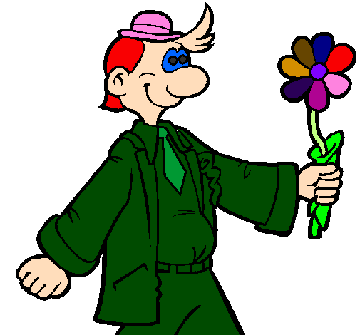Cheerful man with a flower