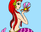 Coloring page Mermaid and pearl painted bygemaica