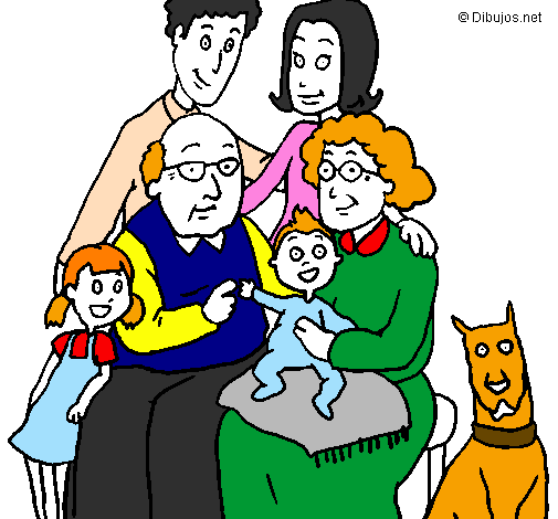 Coloring page Family  painted byead