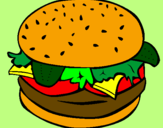 Coloring page Hamburger with everything painted bySandy
