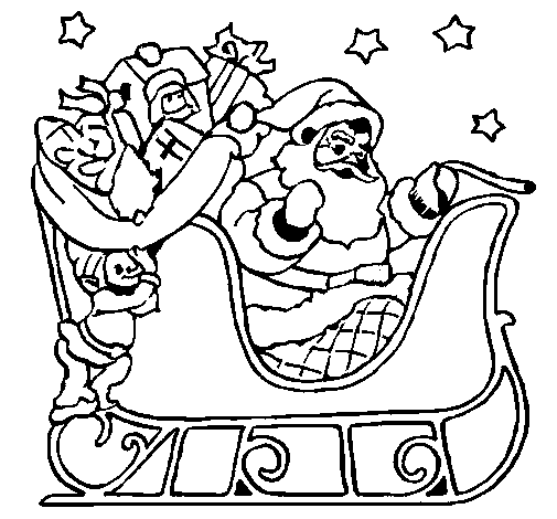 Coloring page Father Christmas in his sleigh painted byyuan