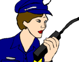 Coloring page Police officer with walkie-talkie painted byyboty