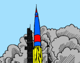 Coloring page Rocket launch painted byerika