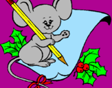 Coloring page Mouse with pencil and paper painted byacirema