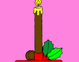 Coloring page Christmas candle painted byyellow