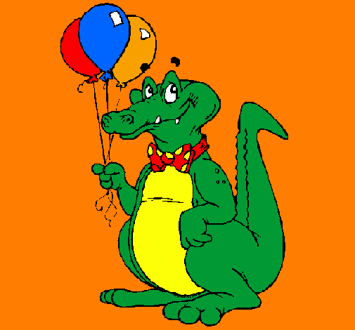 Crocodile with balloons