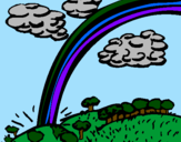 Coloring page Rainbow painted byll