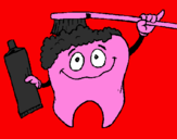 Coloring page Tooth cleaning itself painted bycarolina val