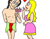 Coloring page Mayan youths in love painted byNATALIA
