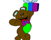 Coloring page Teddy bear with present painted byNAOMI