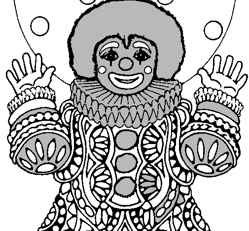 Coloring page Clown dressed up painted bycoy
