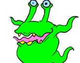 Coloring page Two-eyed monster painted bycopito