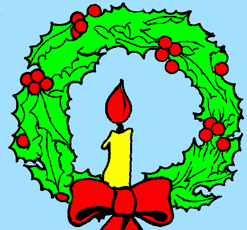 Christmas wreath and candle