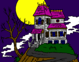 Coloring page Haunted house painted byEUGENE