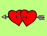 Coloring page Two hearts and an arrow painted byAlmanda