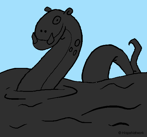 Coloring page Loch Ness monster painted byd