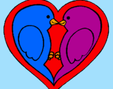 Coloring page Birds in love painted bysara