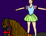 Coloring page Trapeze artist on a horse painted byCandie