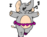 Coloring page Elephant wearing tutu painted byme
