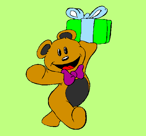 Teddy bear with present