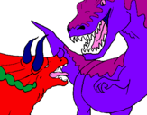 Coloring page Dinosaur fight painted bykendall