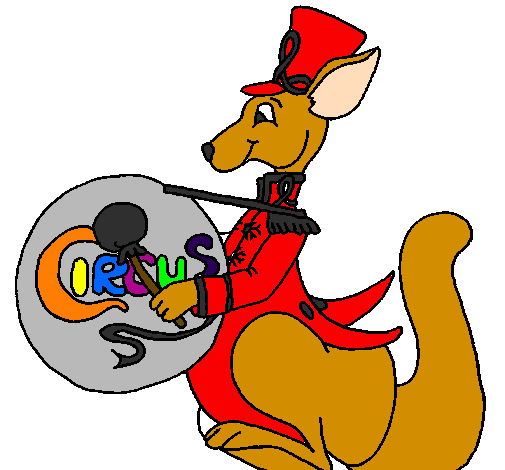 Coloring page Kangaroo with drum painted byTay