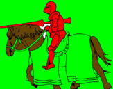 Coloring page Fighting horseman painted byBENJAMIN VILLASECA