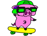 Coloring page Graffiti the pig on a skateboard painted bykayla im evil