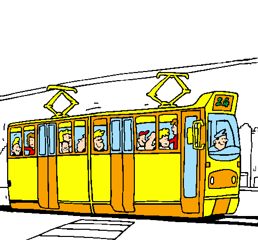 Tram with passengers