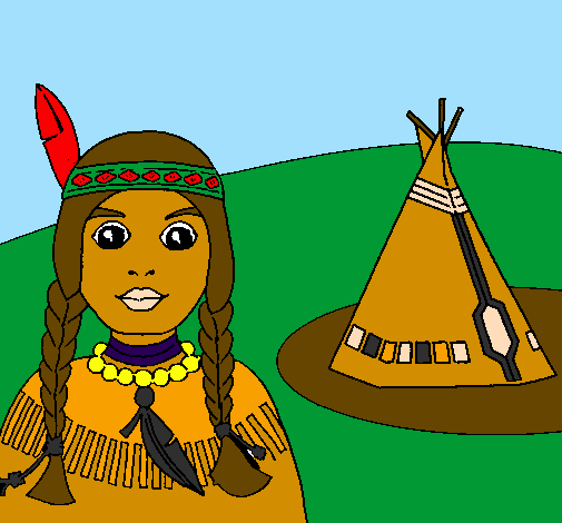 Indian and teepee