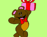 Coloring page Teddy bear with present painted bydestiny pickett