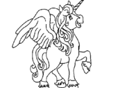 Coloring page Unicorn with wings painted byi love you