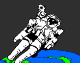 Coloring page Astronaut in space painted bycain