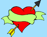 Coloring page Heart, arrow and ribbon painted bycaiti