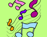 Coloring page Musical notes on the scale painted byJess