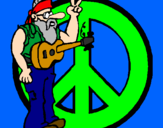 Coloring page Hippy musician painted byBailey