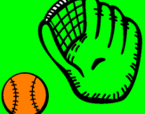 Coloring page Baseball glove and baseball ball painted bymocin