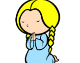 Coloring page Little girl praying painted bylucy