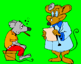 Coloring page Doctor and mouse patient painted bykoty