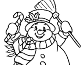 Coloring page Snowman with scarf painted byyuan
