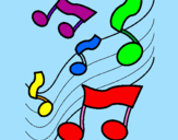 Coloring page Musical notes on the scale painted byLa La La Laaaaaa!!!!!