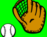 Coloring page Baseball glove and baseball ball painted bychas