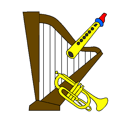 Harp, flute and trumpet
