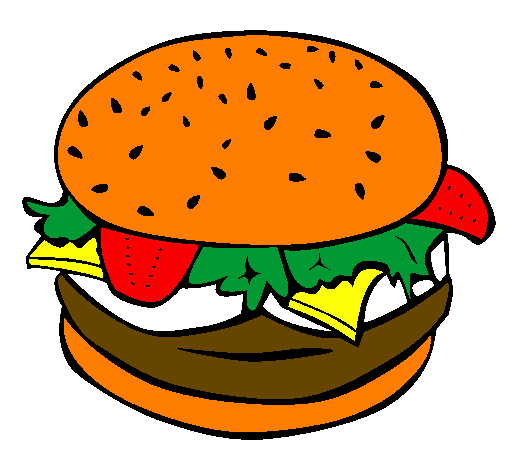 Coloring page Hamburger with everything painted bysamantha