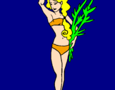Coloring page Roman woman in bathing suit painted byulala que mami songa