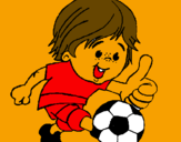 Coloring page Boy playing football painted byliverpool fan
